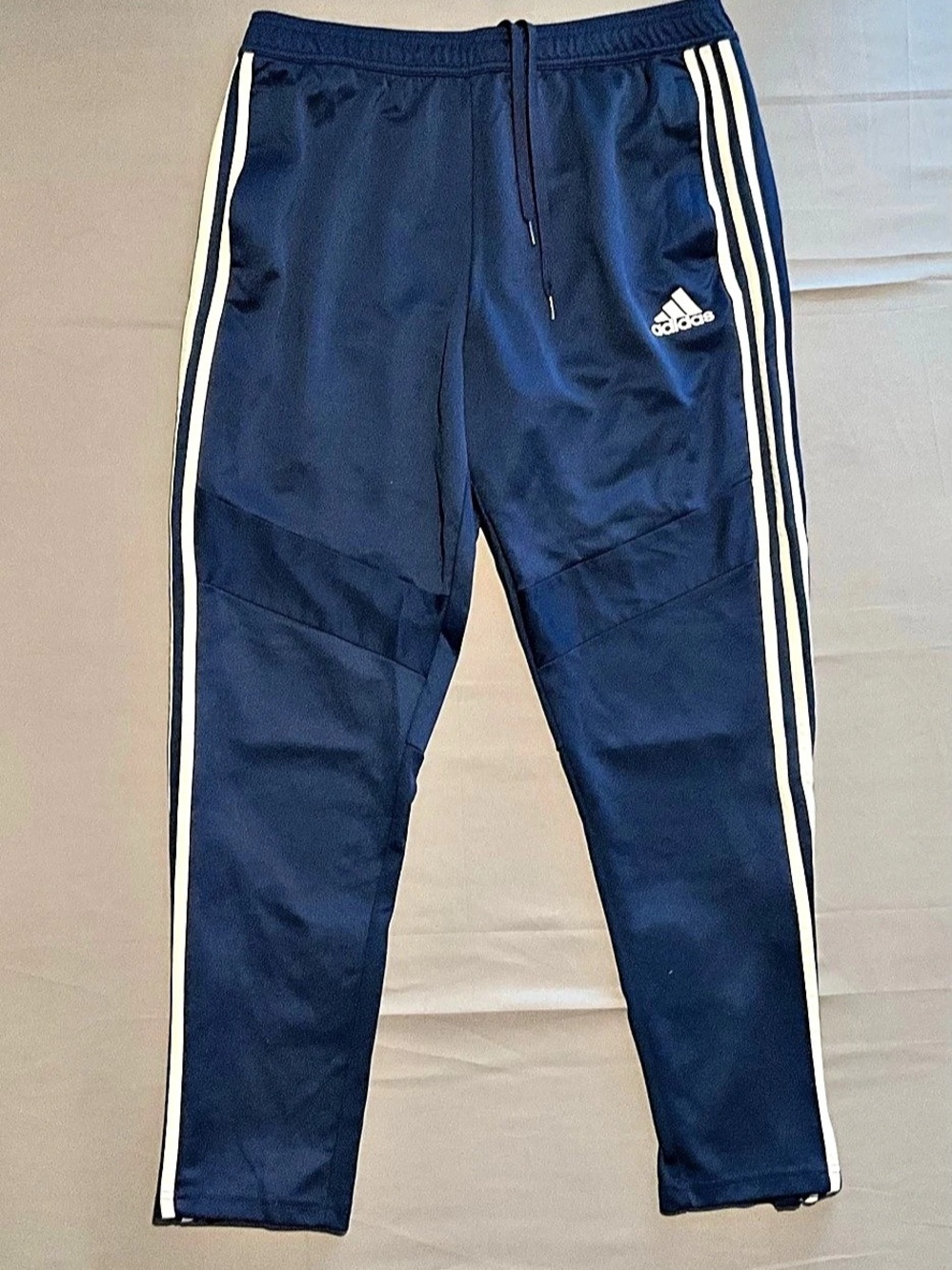 Adidas Mens Track Pants Navy Blue With White Stripes Size Large